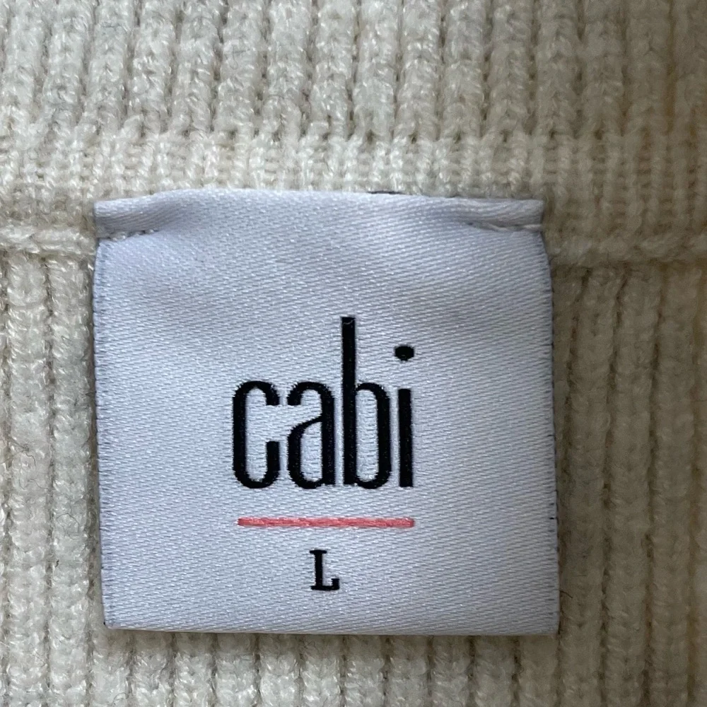 CAbi Lux Oatmeal Cowl Neck Cropped Length Tapered Sleeve Drop Shoulder Sweater - Picture 6 of 12